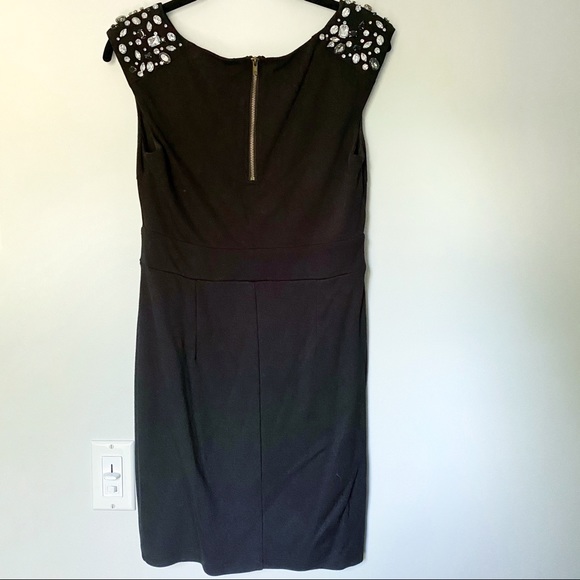 Black Dress Sleeveless Mini Rhinestone Shoulders - Picture 5 of 6